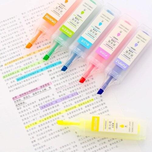 Portable fluorescent mini pen, 6 sizes, markers, kawaii set, illuminator, pen, drawing, art, gift, stationery, school supplies