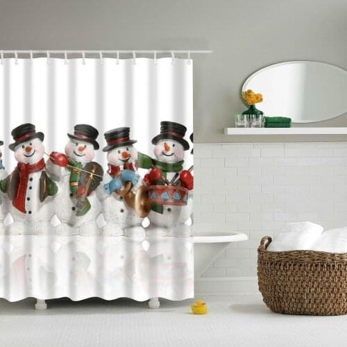 Christmas Decoration Christmas snowman Shower Curtain Washable Eco-friendly Waterproof Curtain With Plastic Hook TZ161018