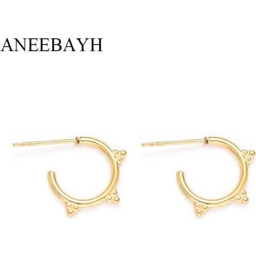 Bohemian Stainless Steel Geometric Stud Earrings For Women Girls Golden Steel Fashion Earrings 2021 Summer Accessories Gift