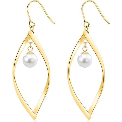 1Pair The New Hot Style Ear Hook Geometry Spiral Zircon Earrings Pearl Earrings Earrings Titanium Steel Products
