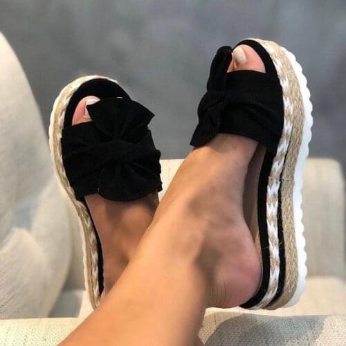 Rimocy Summer New Women Platform Slippers Fashion Bowtie Non-slip Sandals Woman Outdoor Flip Flops Beach Shoes Female Slides