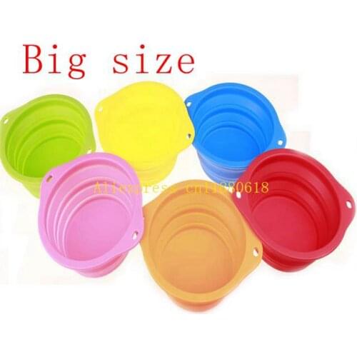 50pcs/lot Big size 193x67mm Silicone Pet Dog Cat Feeding Bowl Collapsible Water Dish Portable Feeder Puppy Travel Bowls