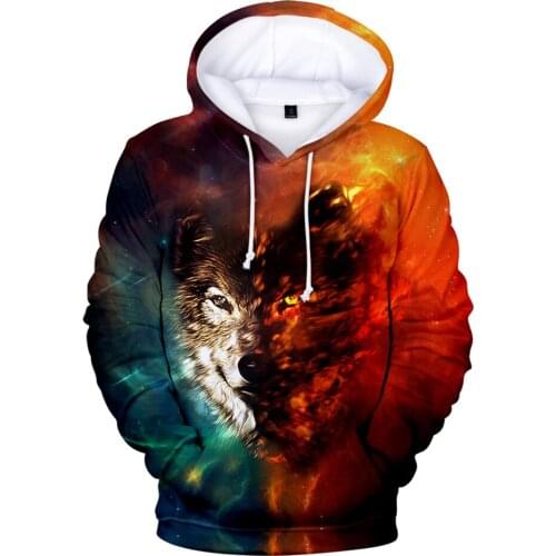 New 3D Wolf Pattern Hoodies Cartoon Animal Wild Hoodie Boys/girls Kpop White Tops Men/women Hoodie Teenage Hip Hop Coats
