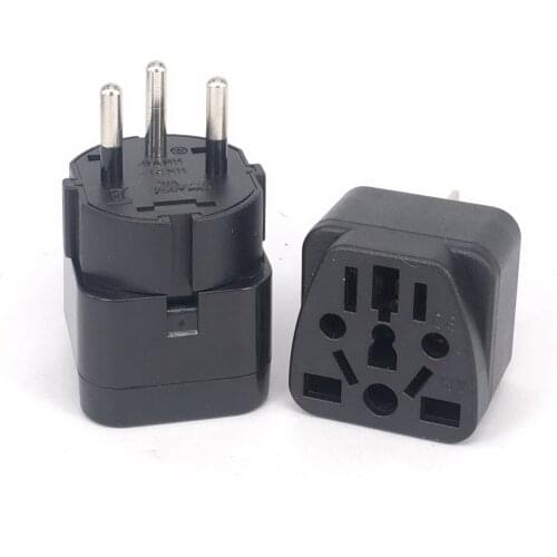 Universal Black Copper 10A 250V EU US UK AU Japan Swiss Germany France To Israel Egypt Pakistan Adapter Plug Type H Plug