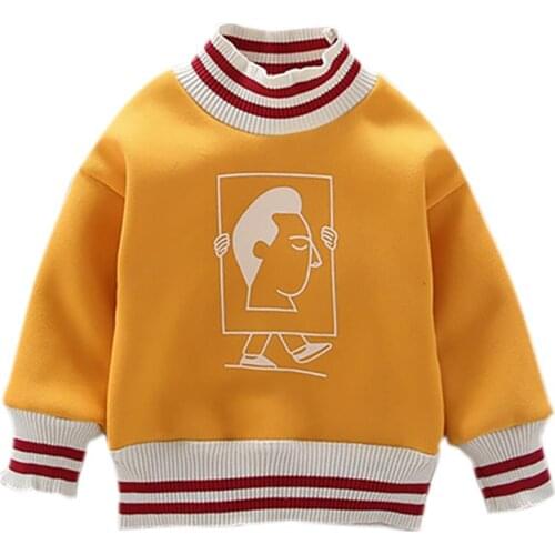 Baby Boy Outerwear Cartoon Print Casual Long Sleeve Sweatshirt Kids Thicken Velvet Coat Outfits Tops