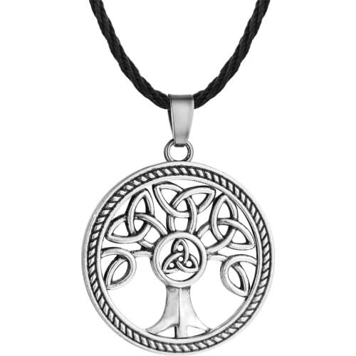 Viking Jewelry Trinity Celts Knot Tree of Life Round Charm Pendant Necklace For Women Men Gift