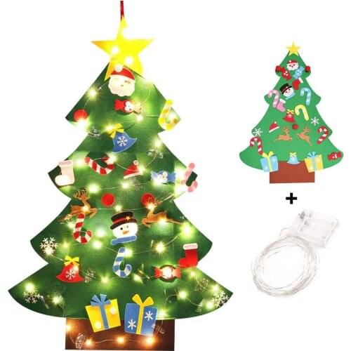 DIY Felt Christmas Tree Christmas Decorations For Home Christmas Tree Decoration With String Light Xmas Gifts New Year Navidad
