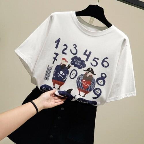 Short-sleeved t-shirt womens loose summer dress 2019 new Korean version of students 100 cotton white T-shirt ins tide