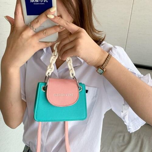 Women bag PU Flap Chains Fashion Patchwork Hasp Shoulder Bags handbag purse Korean ladylike MINI bag designer bag