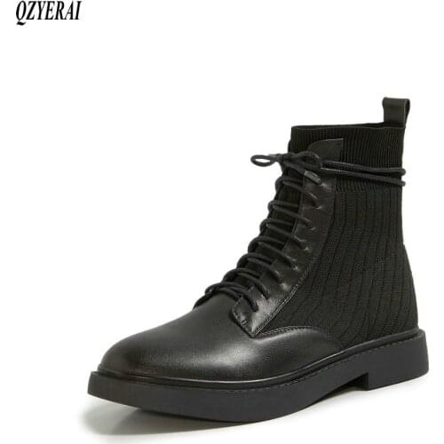 2020 autumn winter Genuine leather Female boots Riding boots Womens boots warm black cowhide Womens shoes Size 34-41