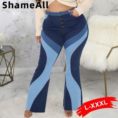 Plus Size Paisley Patchwork Flare Jeans 4XL Women Harajuku High Waist Indie Cut Denim Bell Bottoms Vintage Street Aesthetic Jean