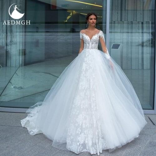 Aedmgh Ball Gown Wedding Dresses 2021 Sweetheart Long Sleeve Robe De Mariee Beaded Gorgeous Appliques Princess Vestido De Novia