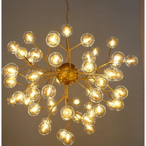 Gold Chandelier For Dining room Kitchen staircase stair luxury chandelier Heracleum Firefly Glass round Ball chandelier Lighting