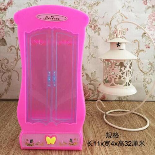 ZWSISU Pink Wardrobe Closet For Doll Princess Dreamhouse Furniture Bedroom Miniature For Barbies Doll Our Generation Girl`s Toy