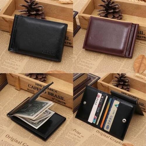 Card cash receipt holder 1pc mens leather organizer bifold wallet purse