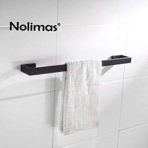 1 pcs Matte Black SUS 304 Stainless Steel Single Towel Bar Wall Mounted Towel Ring Towel Rack Holder Bathroom Accessories