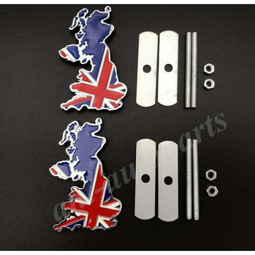 2x Metal The Union Jack UK Flag Car Front Grille Emblem Badge