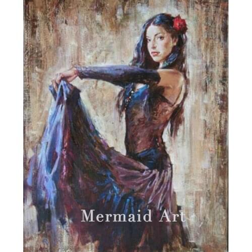 Frameless Hand Painted Oil Painting Paint Wall For Living Room Modern Abstract Oil painting Girl Playing a Violin