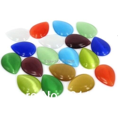 Free Shipping 4*6 5*7 8*10 8*12 10*14 13*18 18*25 Mixed Color Cat Eye Glass Cabochon Tear Drop Beads Accessories For Jewelry DIY