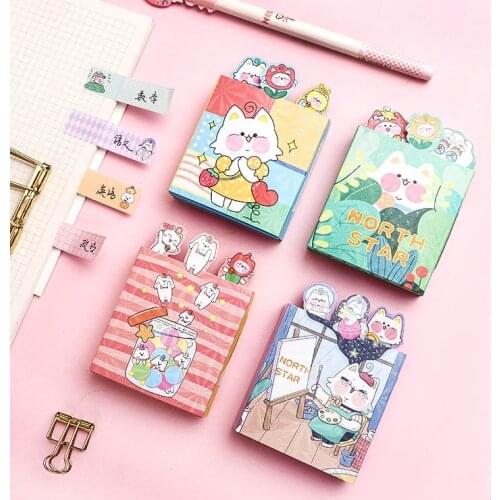 24 pcs/lot Cute Cat Daily Fun 6 Folding Memo Pad Self Adhesive Sticky Notes Office Decoration Korean School Office Supplies