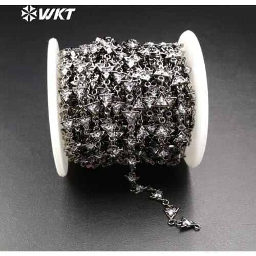 WT-BC085 Cool Fashion Brass Chain With Cubic Zircon Brass Chain For Women Jewerly Design Chain