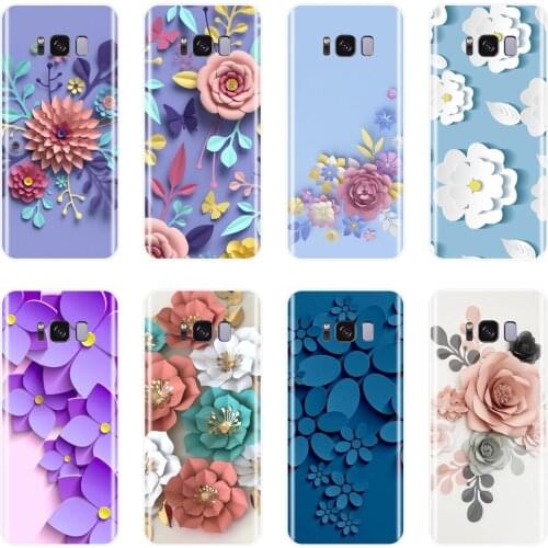 Phone Case For Samsung Galaxy S5 S6 S7 Edge S8 S9 Plus Rose Flower Purple Silicone Soft Back Cover For Samsung Note 9 8 5 4 Case
