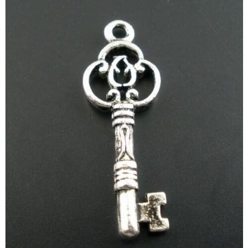 DoreenBeads 25PCs Silver color Key Charms Pendants 29x10mm (B02315)