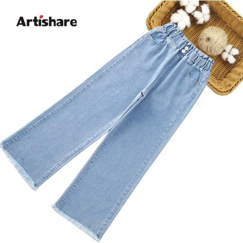 Big Girls Jeans High Waist Girls Jeans Casual Style Kids Jeans Spring Autumn Childrens Clothing 6 8 10 12 14