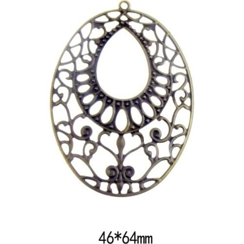 Free shipping Retail 5Pcs Bronze Tone Filigree Wraps Connectors Metal Crafts Gift Decoration DIY Findings 46x64mm F0392