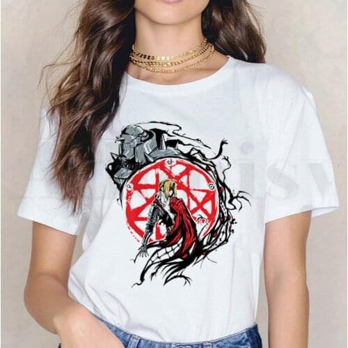 Japanese Anime Fullmetal Alchemist Brothers T Shirts Womens T-shirt Short Sleeve Female Tops Tees Harajuku Vogue Vintage
