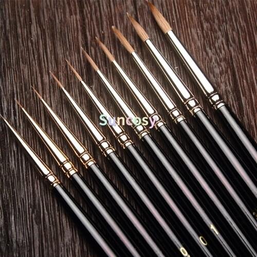 HWAHONG Artist Fine Tip Detail Lettering Paint Brushes, Pointed Round Brush 610 Series,Sable hair, Miniatures Brushes