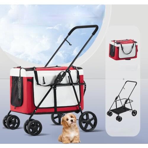Pet Stroller Dog Slip Cat Trolley Outdoor Car Small Cart Light Portable Environmental Protection Foldable Car Bag Separate Type