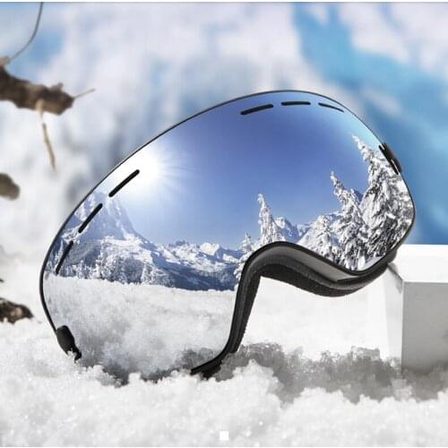 Ski Goggles with Case & Yellow Lens UV400 Anti-fog Spherical Ski Glasses Skiing Men Women Snow Goggles + Lens + Box Set