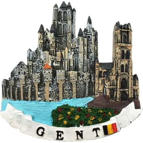 Lychee Belgium Landmark Building Refrigerator Magnetic Sticker Famous Landscape Magnet Modern Home Kitchen Decoration