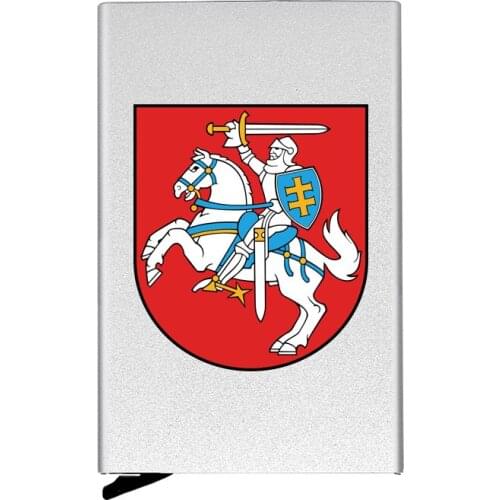 Metal Case Lithuania Knight Printing Credit Card Holder Men Slim Anti Protect Travel ID Cardholder Women Rfid Wallet