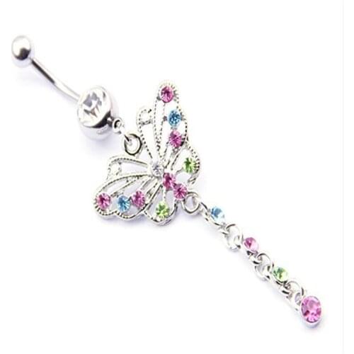 Fashion Accesories Cute Animal Butterfly Belly Button Rings Colorful Piercing Surgical Steel Navel Piercing Woman Body Jewelry