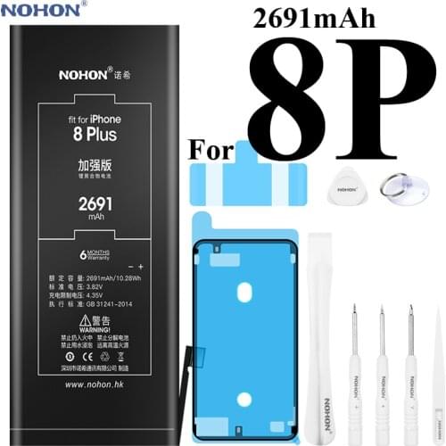 Nohon Battery For iPhone 8 Plus 8Plus 8P iPhone8P 2691mAh Capacity Li-polymer Bateria For Apple iPhone 8 Plus 8P Batteries+Tools