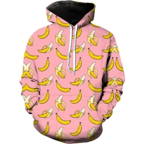Newest Banana Printing Pattern T-Shirt Tops 3D Fruit Banana Fresh Unisex Hoodies Harajuku Style Long