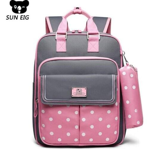 Orthopedics School Bags For Girls Dot Cute Children School Backpack For Teenage Girls High Quality Nylon Schoolbag Grades 1-6