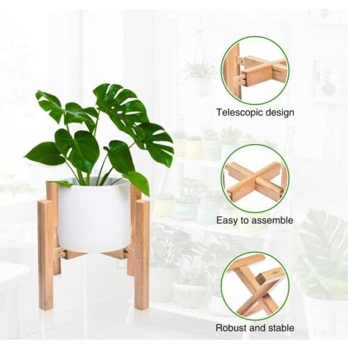 Indoor Plant Stand Mid Century Modern Decoration Adjustable Plant Stand Bamboo Plant Fram For Houseplants Planters Height25/35cm