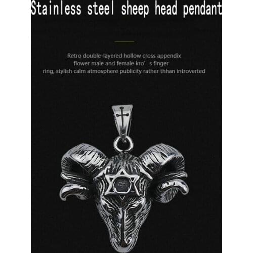 Stainless steel sheep head pendant Six Pointed Star Satan Ram Pendant Zodiac Sheep Pendant