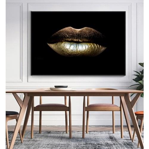 Modern Home Deco Black White Sexy Charming Woman Lip Beauty Canvas Painting Fashion Wall Art Picture Butterfly For Living Room