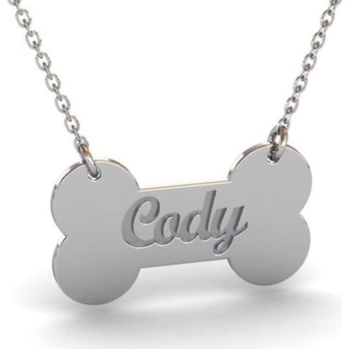 Ufine Personalized dog name fashion Dog Bone shape pendant Pet Memorial Necklace cooper high quality pendant necklace N2175