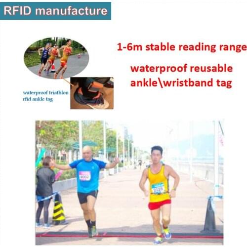 Uhf rfid sports timing chip 1-6m long range waterproof RFID Wristband 860-960MHZ RFID wrist/ankle tag for bike/runing race