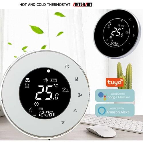 WIFI EU Round Mount 70 Degree Thermostat Regulator for 2 Pipe Fan Coil Smart Life Google