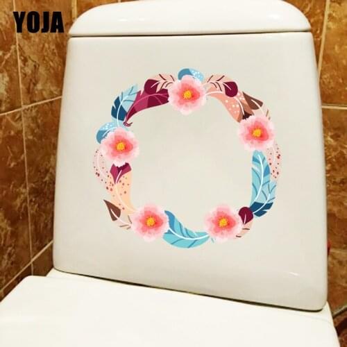 YOJA 22.8*21.6CM Beautiful Wreath Home Wall Sticker Decal Fashion Bathroom Toilet Seat Decor T1-1206