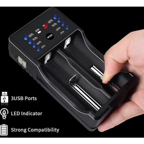 PALO 3.7V 18650 Battery Charger For Li-ion 18650 18350 18500 16340 25500 10440 26650 14500 1.2V AA/AAA NiMH Rechargeable Battery