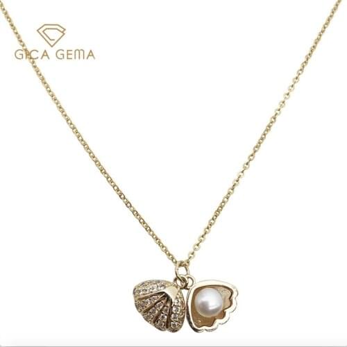 GICA GEMA Classic 925 Sterling Silver Freshwater Pearl Shell Necklace for Women Fine Jewelry Wholesale