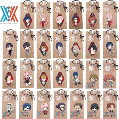 27 Styles DARLING in the FRANXX Key Chain HIRO ZERO TWO Key Ring ICHIGO GORO ZOROME KOKORO MITSURU IKUNO MIKU Keychain Toys 5cm