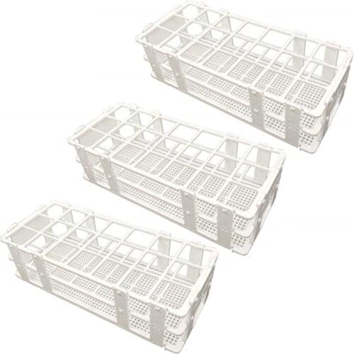 3 Packs Plastic Test Tube Rack, 21 Holes Lab Test Tube Rack Holder for 30mm Test Tubes, White, Detachable (21 Holes)